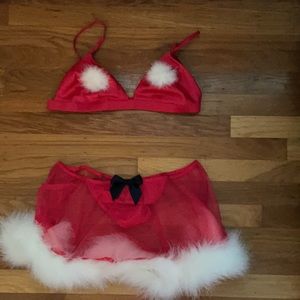 Victoria’s Secret Santa Baby Bra and Skirt Outfit